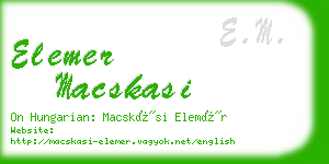 elemer macskasi business card